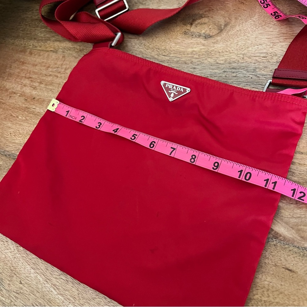 PRADA Tessuto Nylon Shoulder Bag Red Triangle Logo Plate Crossbody - Picture 3 of 16